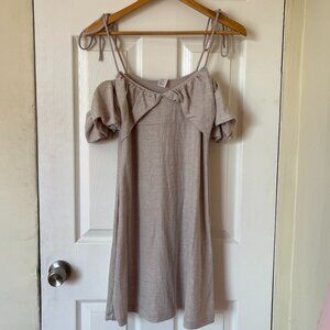 Beige H&M off-the-shoulder mini dress